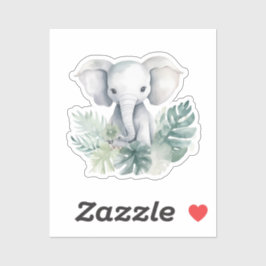 Pegatina Primer cumpleaños del Neutral Cute Elephant