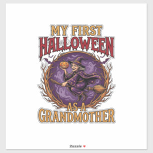 Pegatina Primer Halloween como Bruja Abuela Calabaza Murcié