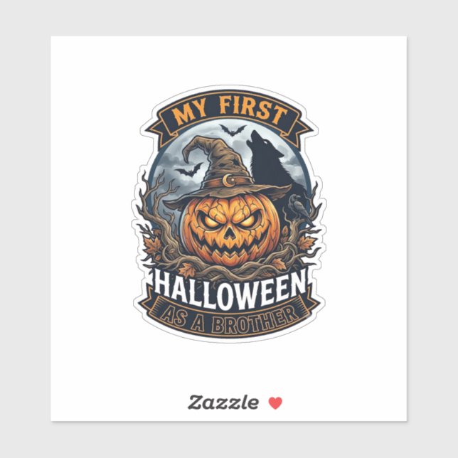 Pegatina Primer Halloween como hermano Pumpkin Wolf Moon_1 (Hoja)
