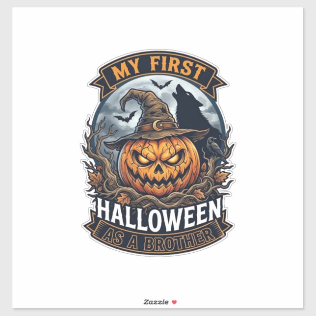 Pegatina Primer Halloween como hermano Pumpkin Wolf Moon_1 (Hoja)
