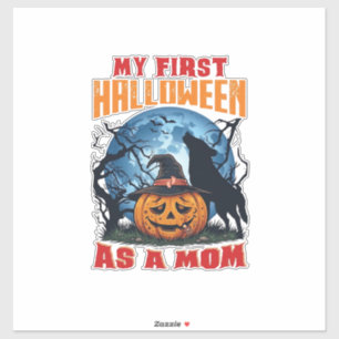 Pegatina Primer Halloween como mamá calabaza lobo luna_1