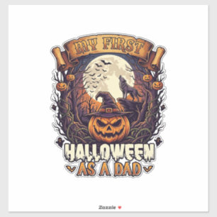 Pegatina Primer Halloween como Papá Calabaza Lobo Luna_1