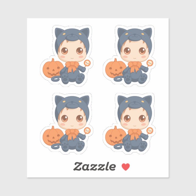 Pegatina Primer juego de disfraces para gato negro para beb (Hoja)