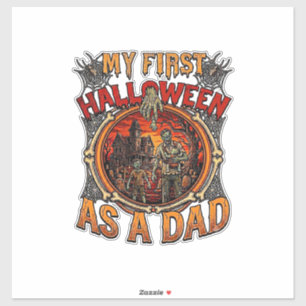 Pegatina Primera Halloween como papá Zombie Casa Embrujada
