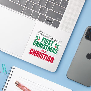 Pegatina PRIMERA NAVIDAD COMO CRISTIANA para nuevo creyente