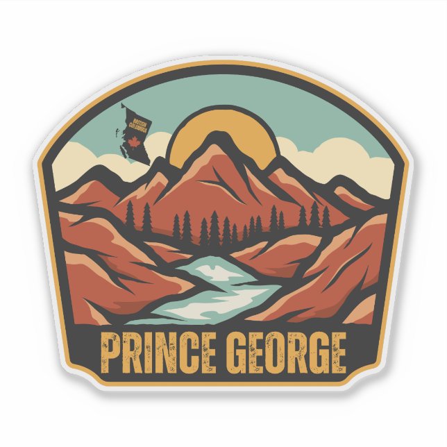 Pegatina Prince George, Columbia Británica (Anverso)