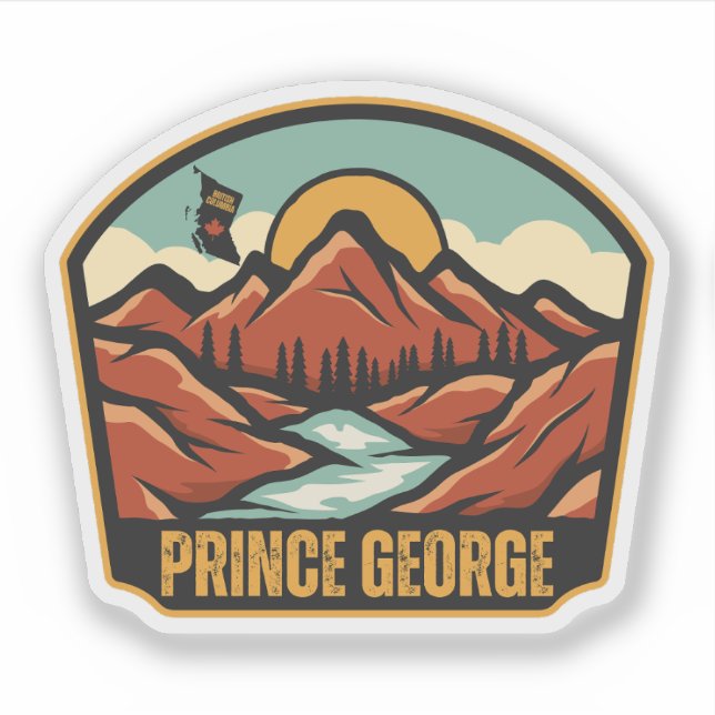 Pegatina Prince George, Columbia Británica (Anverso)