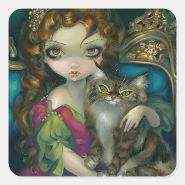 pegatina "Princesa con un gato magnético" (Anverso)