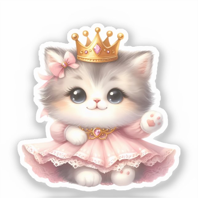 Pegatina Princesa de gatito suave (Anverso)