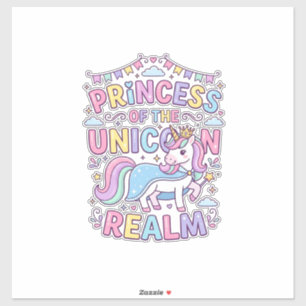 Pegatina Princesa Unicornio del Reino Unicornio Encantador 
