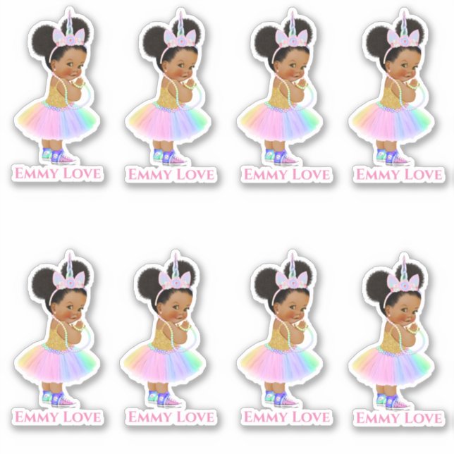 Pegatina Princesa Unicornio Sticker Niña Pastel (Anverso)
