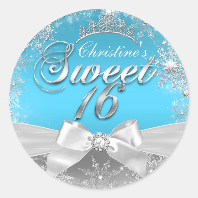 Pegatina Princess Winter Wonderland Blue Sweet 16 (Anverso)