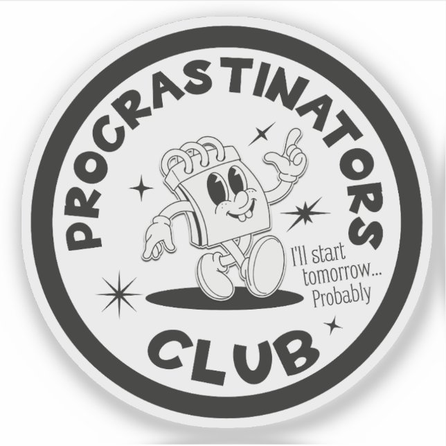 Pegatina Procrastinators Club (Anverso)