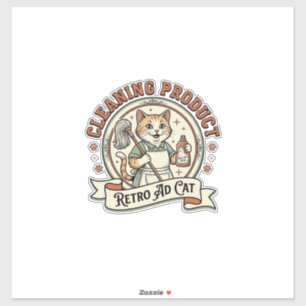 Pegatina Producto de limpieza Anuncio retro gato Producto d