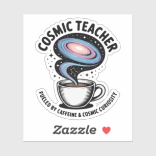 Pegatina Profesor Cósmico Café y Curiosidad de la Galaxia