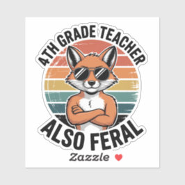 Pegatina Profesor de Cuarto Grado Divertido y Feral Persona