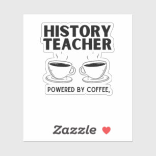 Pegatina profesor de historia divertida con café