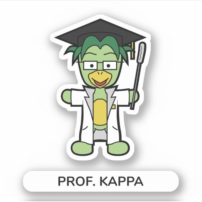 Pegatina Profesor Kappa, Médica de Estudios Yokai (Anverso)