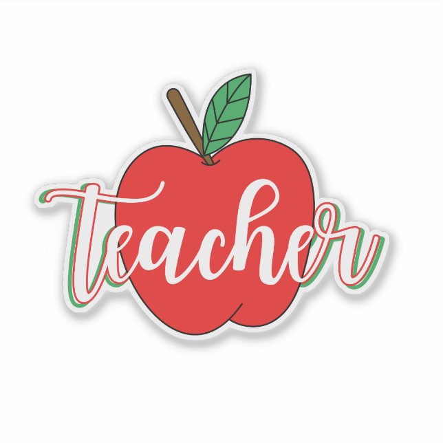 Pegatina Profesor manzana roja - regalo increíble para prof (Anverso)
