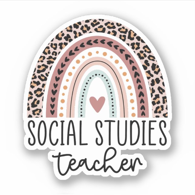 Pegatina Profesora de Estudios Sociales Rainbow, profesora  (Anverso)