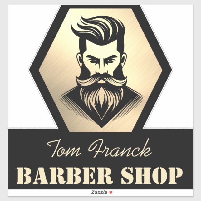 Pegatina Professional Barber Shop black&gold (Hoja)