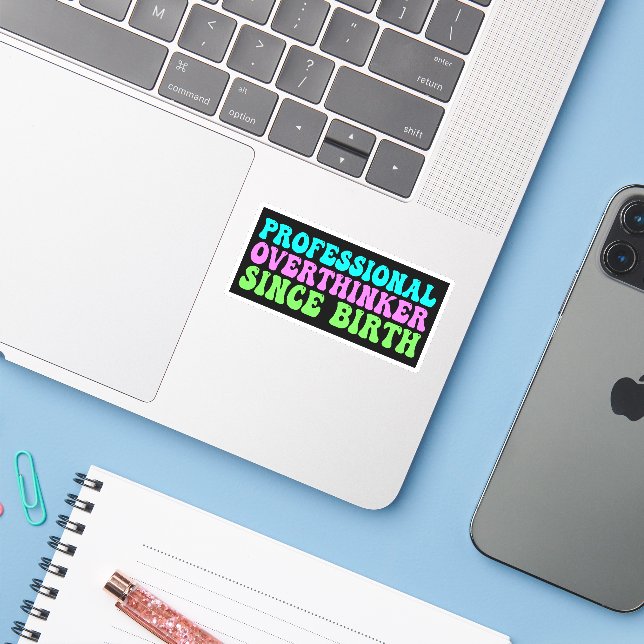 Pegatina Professional Overthinker Since Birth - Funny (Ordenado portátil con iPhone)