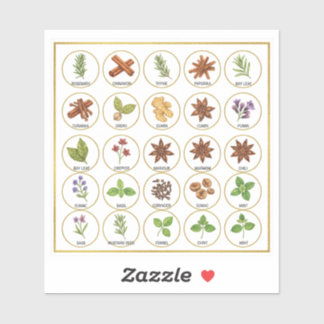 Pegatina Professional Spice Jar Labels - 25 Botanical Herb 