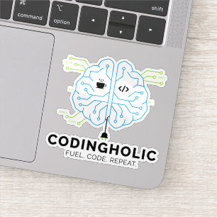 Pegatina Programador cerebro tecnológico Codingholic 