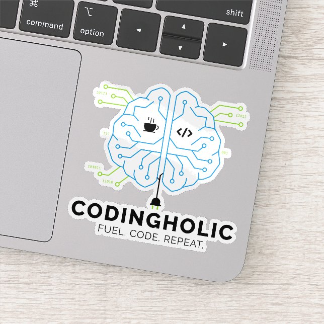 Pegatina Programador cerebro tecnológico Codingholic  (Detalle)