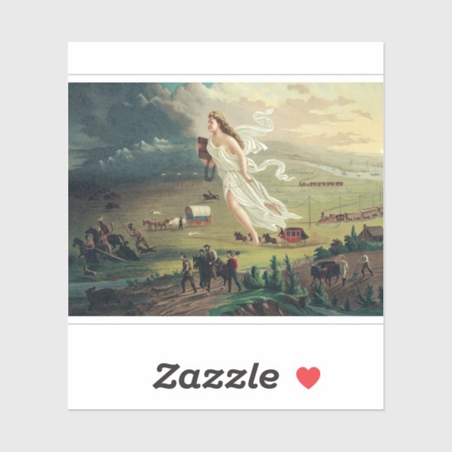 Pegatina Progreso Americano de John Gast (Hoja)