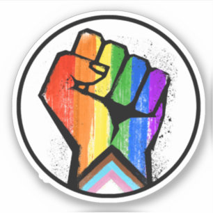 PEGATINA PROGRESO ORGULLO LGBTQ PUÑO RESISTENCIA
