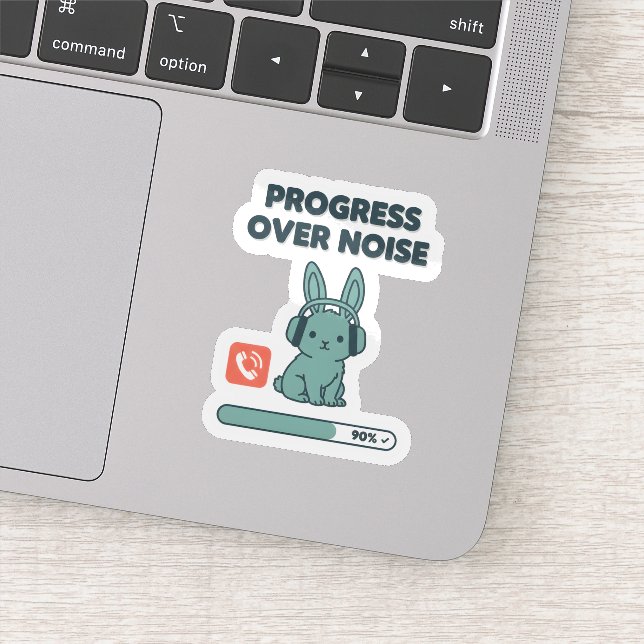 Pegatina Progress Over Noise Sticker – Motivational Bunny (Detalle)