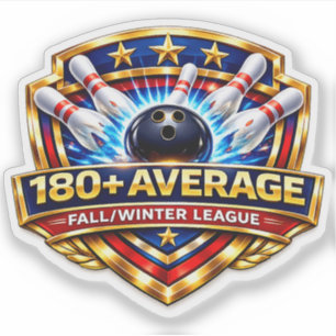 Pegatina Promedio de Boliche 180+   Liga de Otoño / Inviern