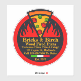 Pegatina Promoción personalizada de restaurante de pizza a
