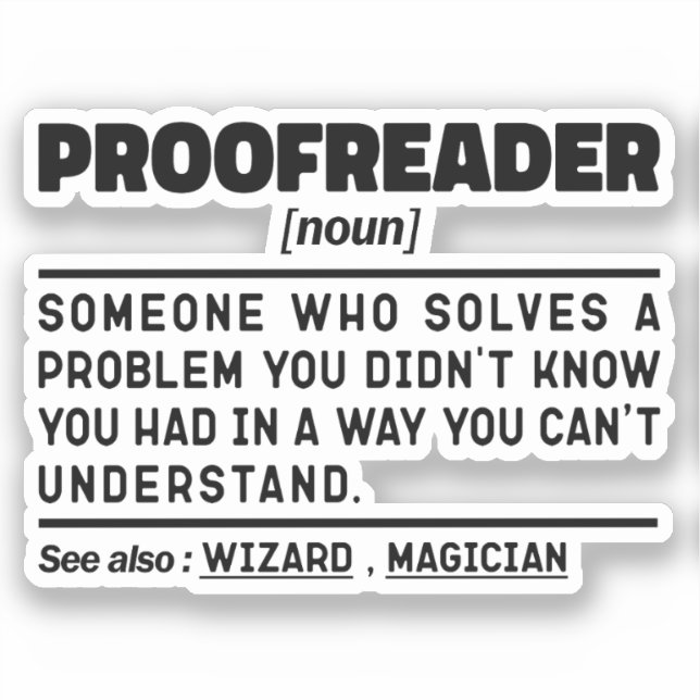 Pegatina Proofreader Noun Funny Grammar Examinador Geek (Anverso)