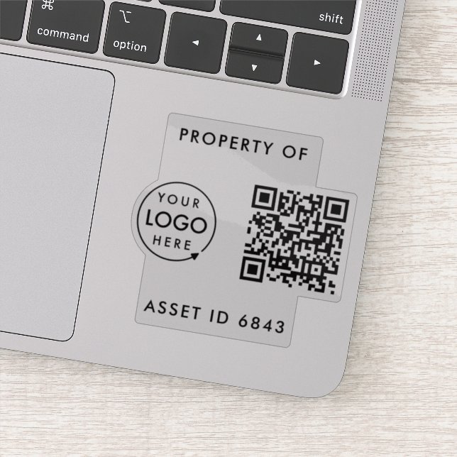 Pegatina Propiedad de la identificación de activos del logo (Detalle)