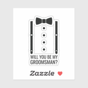 Pegatina Propuesta de Groomsman personalizada de Black Bow