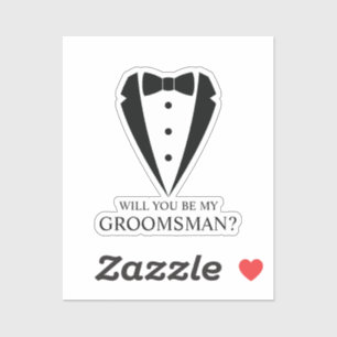 Pegatina Propuesta de Groomsman personalizada de Black Tuxe