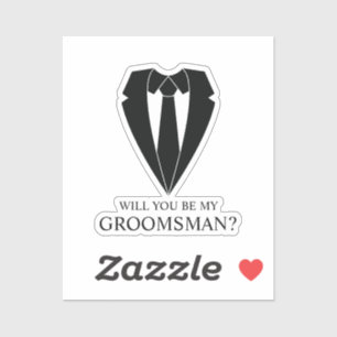 Pegatina Propuesta de Groomsman personalizada para Boda neg