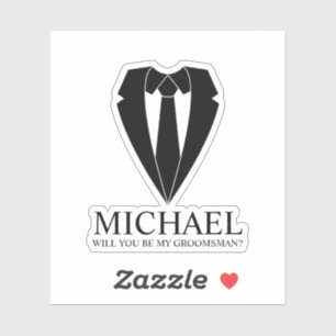Pegatina Propuesta de Groomsman personalizada para Boda neg