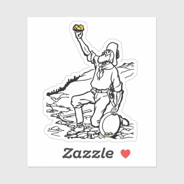 Pegatina Prospector minero de oro de antaño (Hoja)