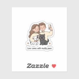Pegatina Prosperity Paws: La pareja definitiva y mascota 