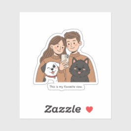 Pegatina Prosperity Paws: La pareja definitiva y mascota