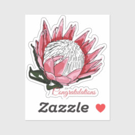 Pegatina Protea acuarela Felicitaciones I