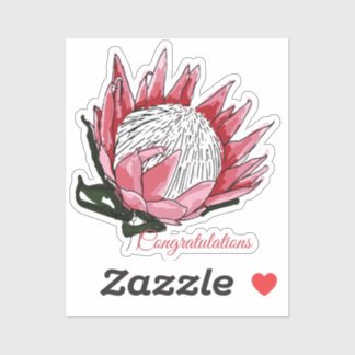 Pegatina Protea acuarela Felicitaciones I