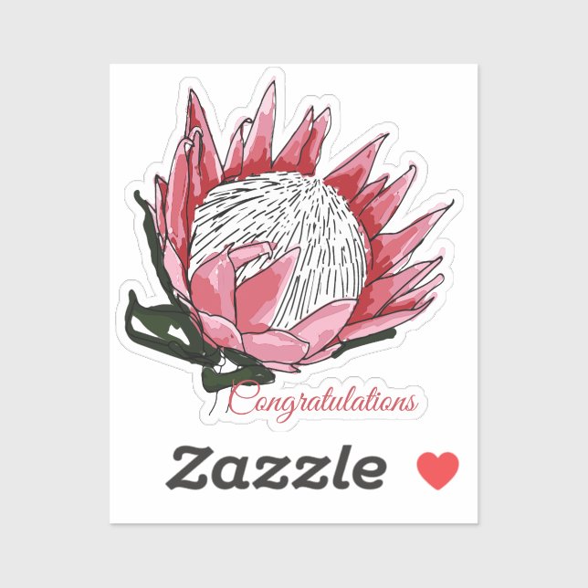 Pegatina Protea acuarela Felicitaciones I (Hoja)