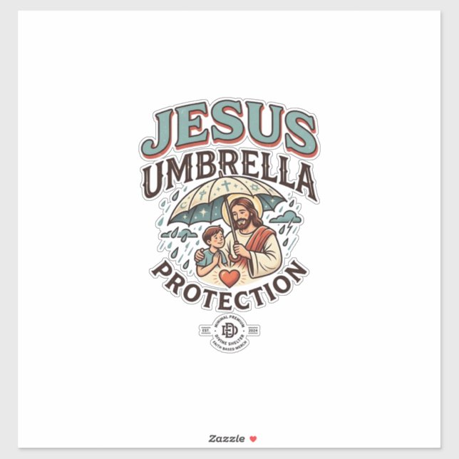 Pegatina Protección de paraguas de Jesús Protección de para (Hoja)