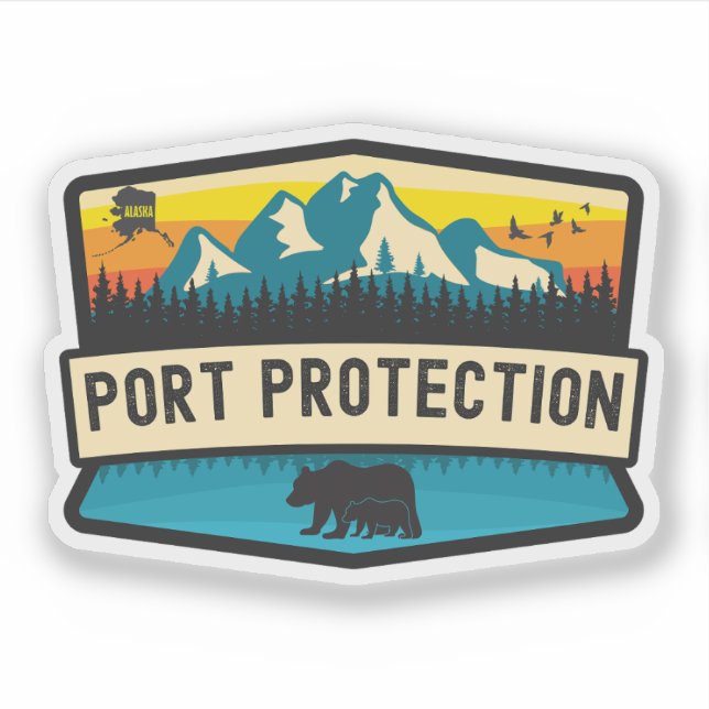 Pegatina Protección del Puerto, Alaska (Anverso)