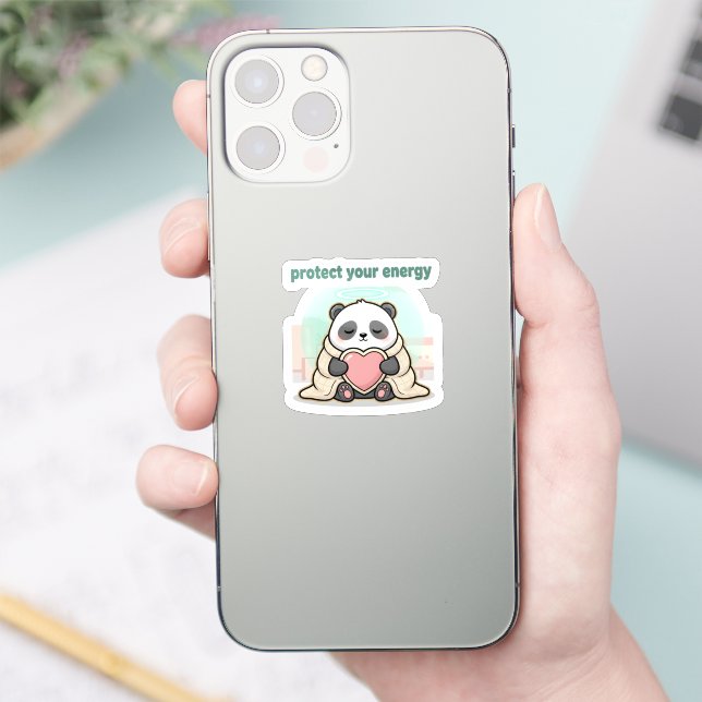Pegatina protect your energy – cute panda self-care (Teléfono)
