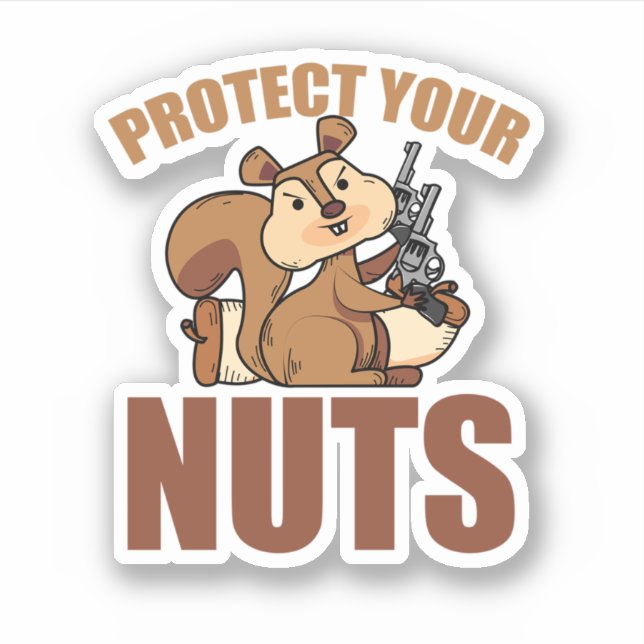 Pegatina Protect Your Nuts Cool Squirrel Hunters Gun. Perfe (Anverso)
